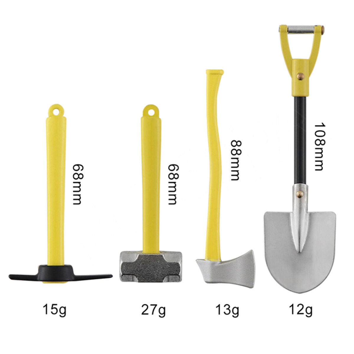 6x Simulation Shovel Hammer Decorative Tools for 1/10 SCX10 Trx-4 RC Crawler Car
