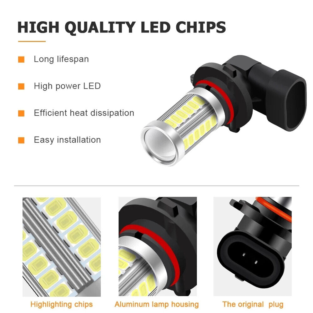 2pcs H8 LED Car Fog Light Bulbs 6000K 3030 SMD LED Fog Lamp Bulbs 12-24V