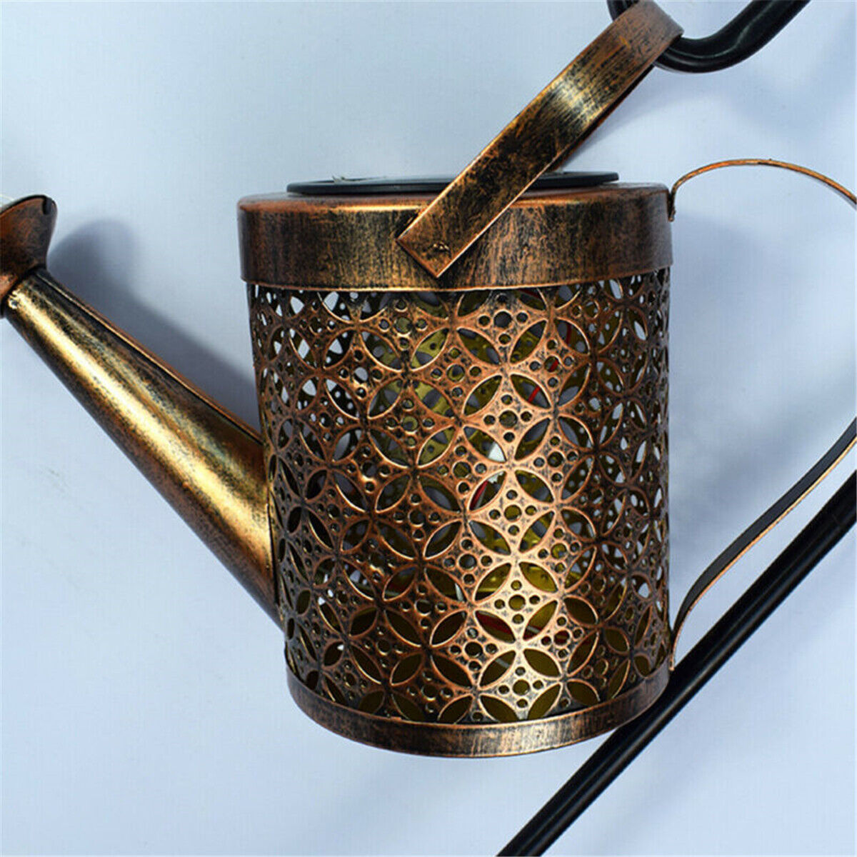 LED Solar Watering Can String Light Outdoor Garden Art Waterfall Lamp Decoration