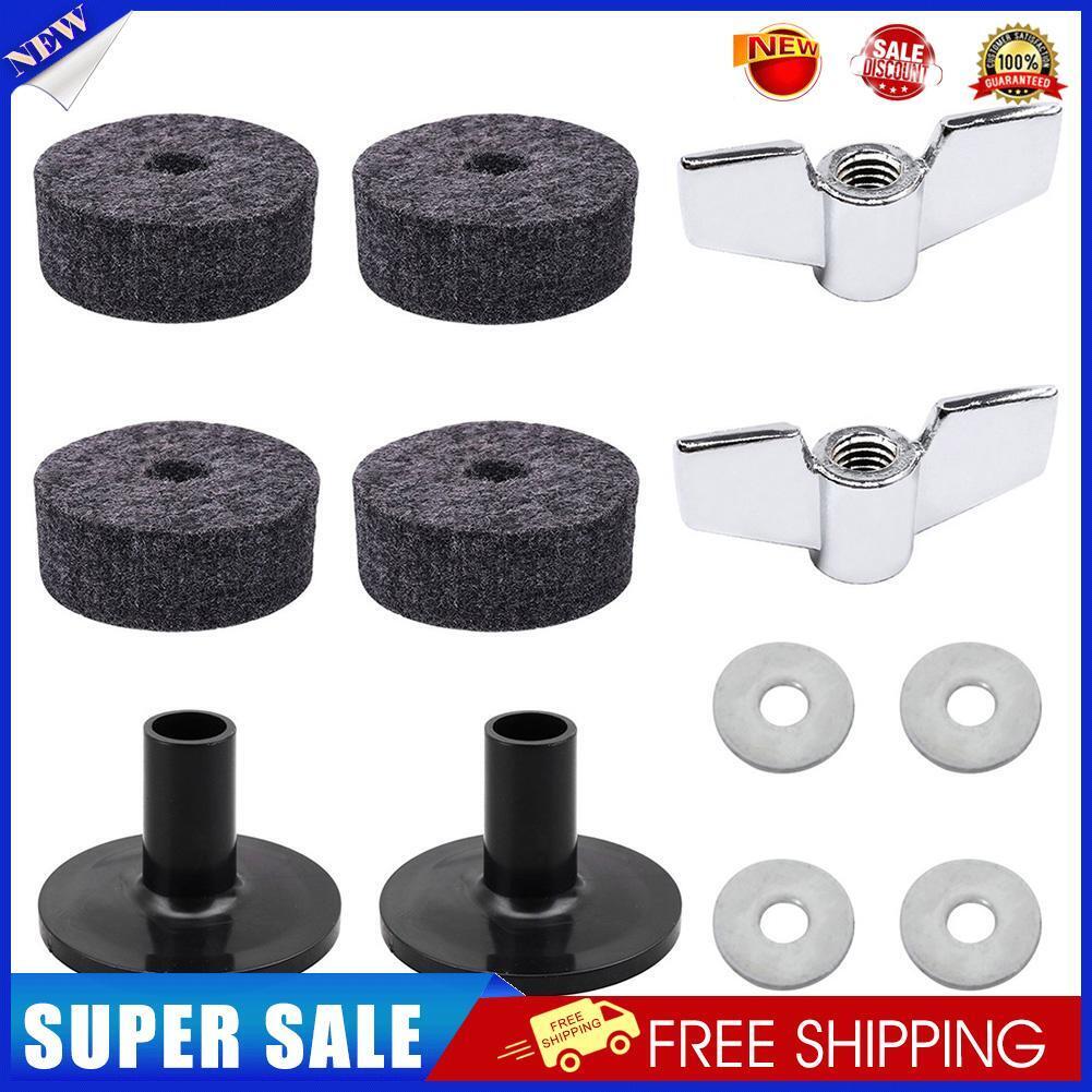 12x Drum Cymbal Felt Pad Sleeve Nut Gasket Kit Replacement Parts (Grey)