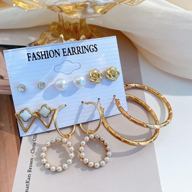 Flower Shape Stud Earring Women Round Hoop Earring Fashion Party Jewelry Gift