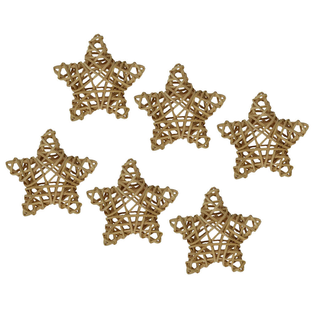 6PCS 4inch  Color  Shaped Rattan Cane Wicker Wooden Ball Rustic