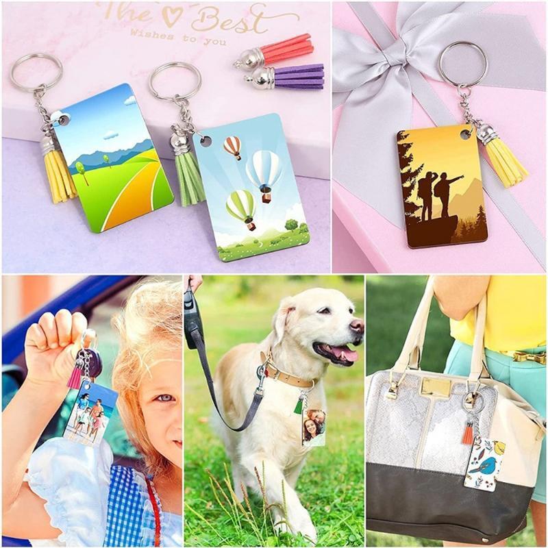 80 Pcs Sublimation Blank Products Keychain Blank Tassel Key Ring Open Jump Rings