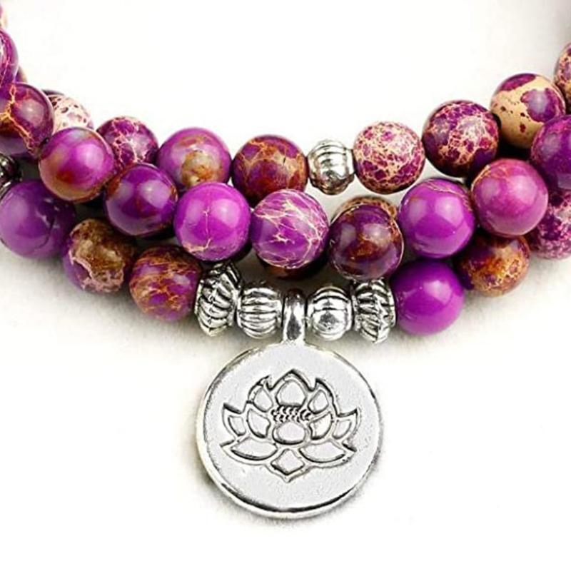 108 Mala Beads Wrap Bracelet Necklace with Lotus Pendant Fashion Jewelry Gifts