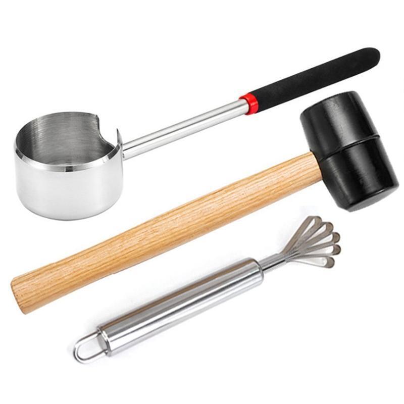 Durable Coconut Opener Tool Set Food Grade Stainless Steel Coconut Grater Hammer