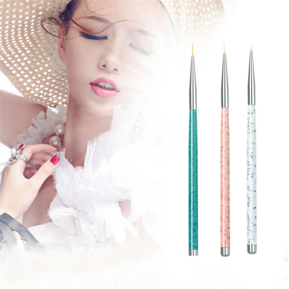 3Pcs Nail Art Pen Dotting Painting Drawing UV Gel Liner Polish Brush Tool Set
