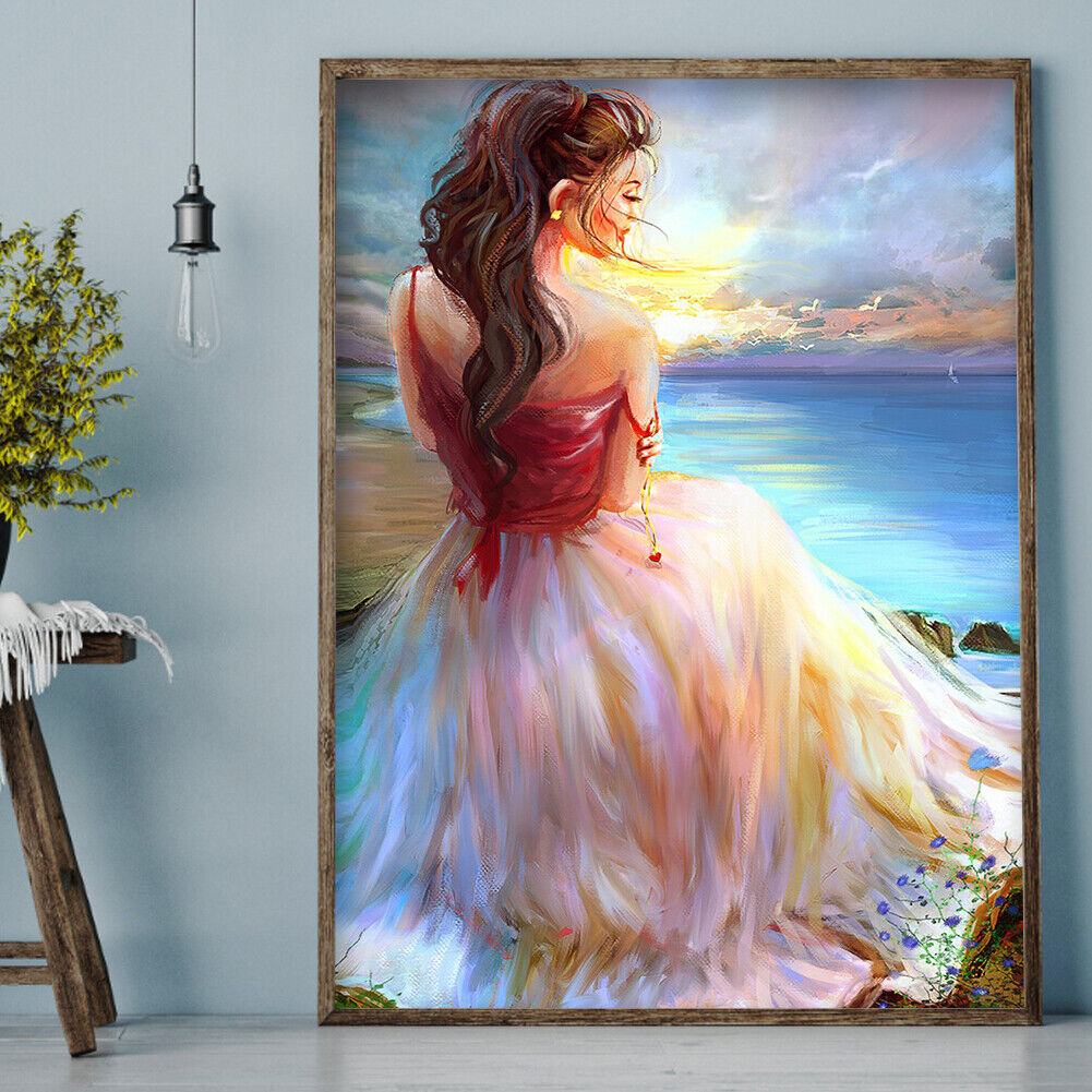 Diamond Painting Oil painting girl Full Round Drill Rhinestone Picture