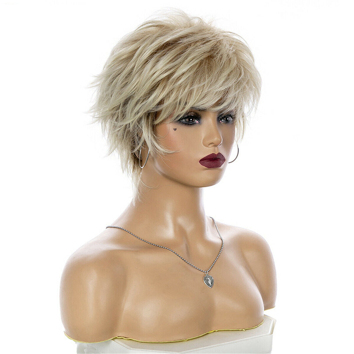 Fashion Lady Women Short Curly Wigs Blonde Wavy Hair Full Wig Wigs + Wig Cap