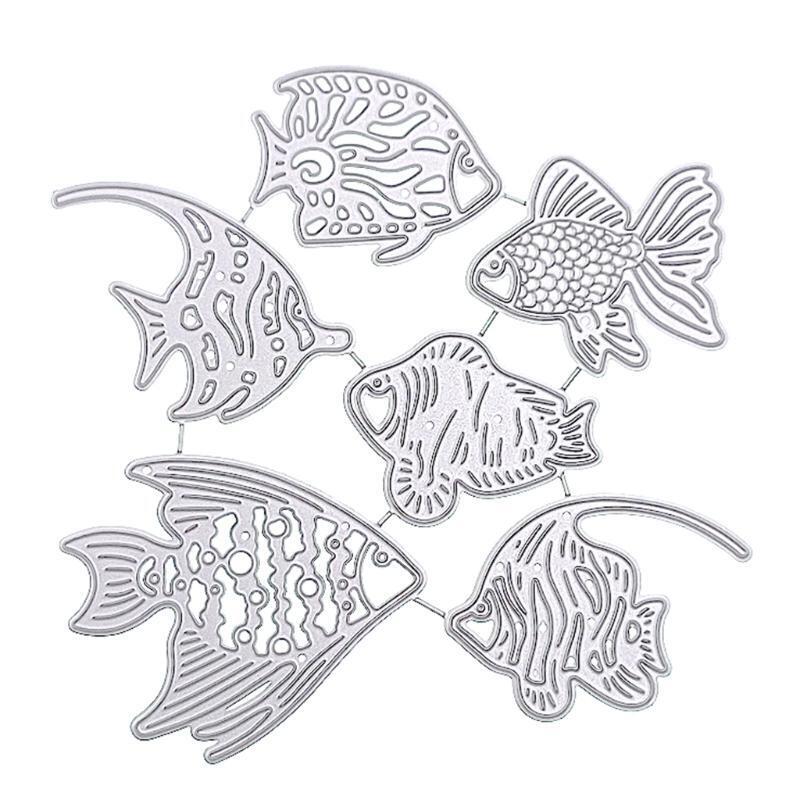 Six Fish Carbon Steel Printing Cutting Die Album Paper Mould
