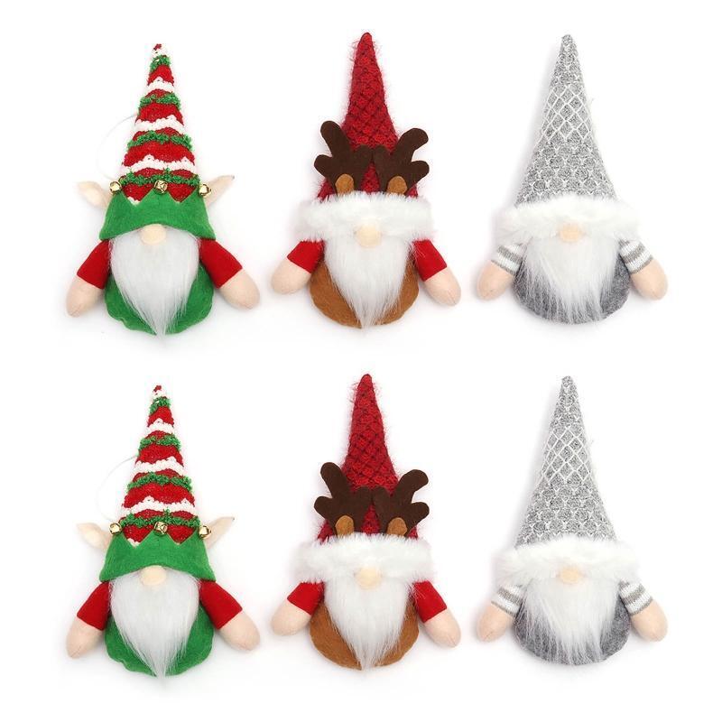 Christmas Hanging Gnome 1 Set Antlers Elf Knitted Hat Decor Present Supplies