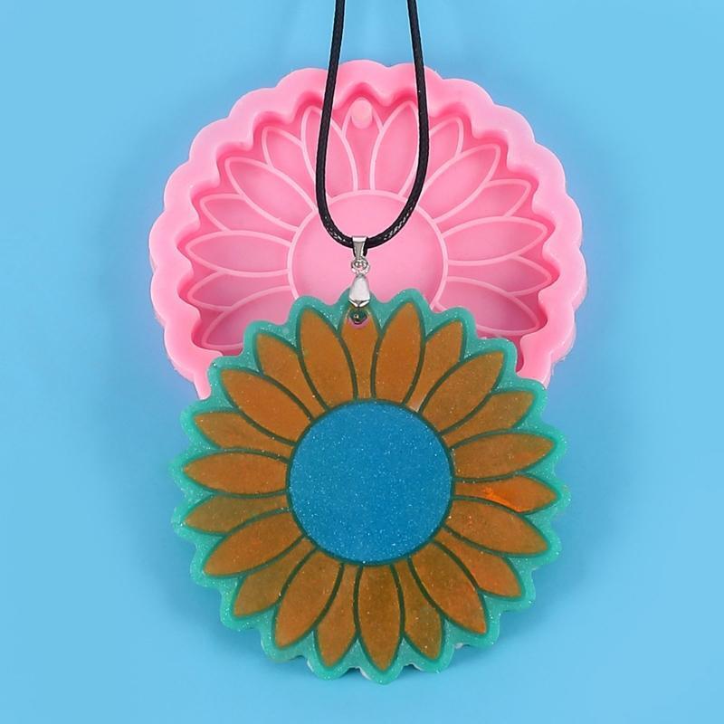 Sunflower Keychain UV Crystal Epoxy Mold Flower Shape Coaster Silicone Mould DIY