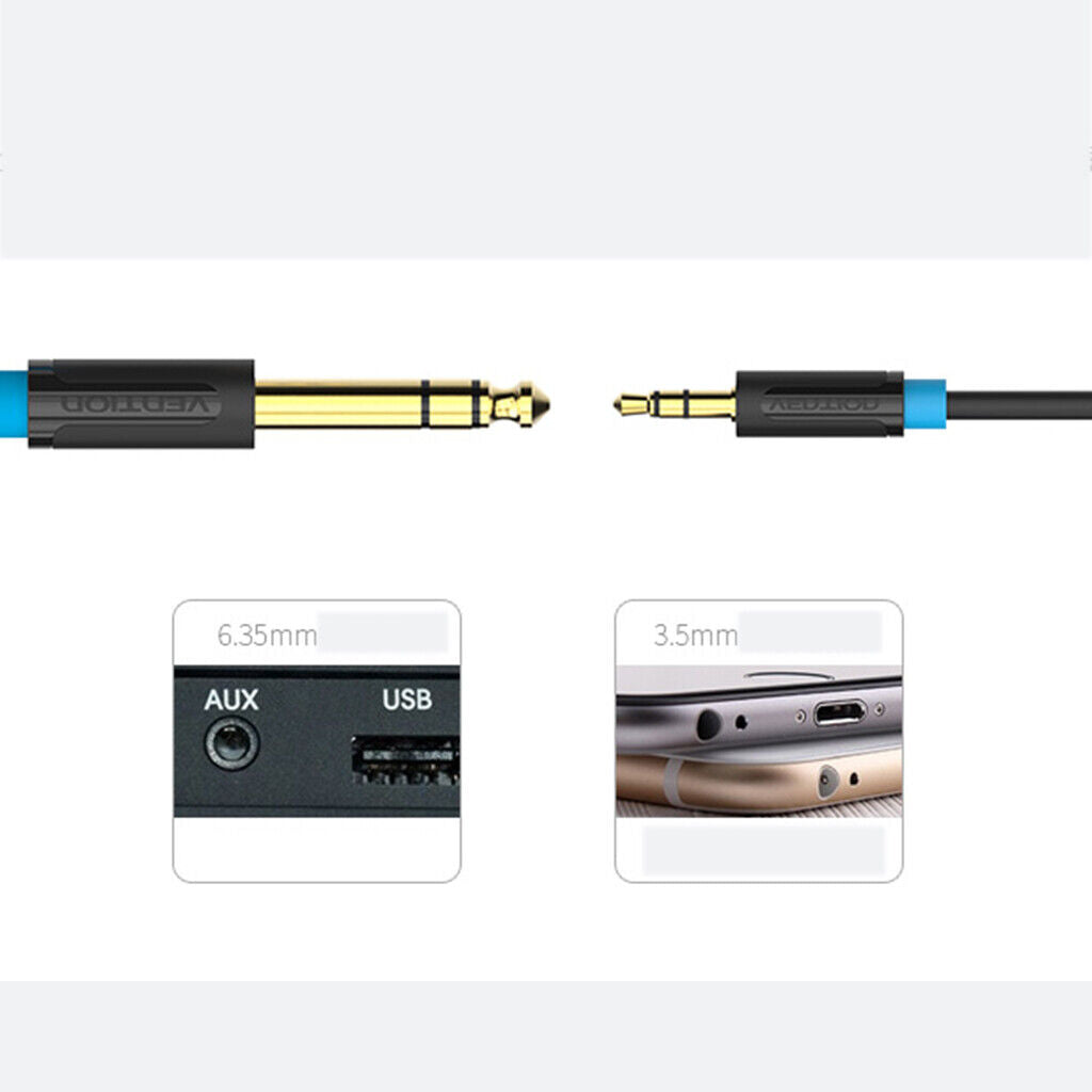 3.5mm 1/8'' 6.5mm 1/4'' 6.35mm  Mic  Adapter AC  Cables 2m