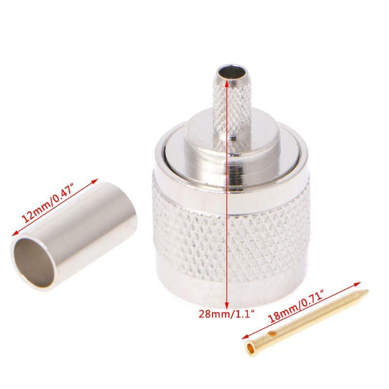 10Pcs N Male Plug Crimp RG58 RG142 LMR195 RG400 Coaxial Cable Straight Connector