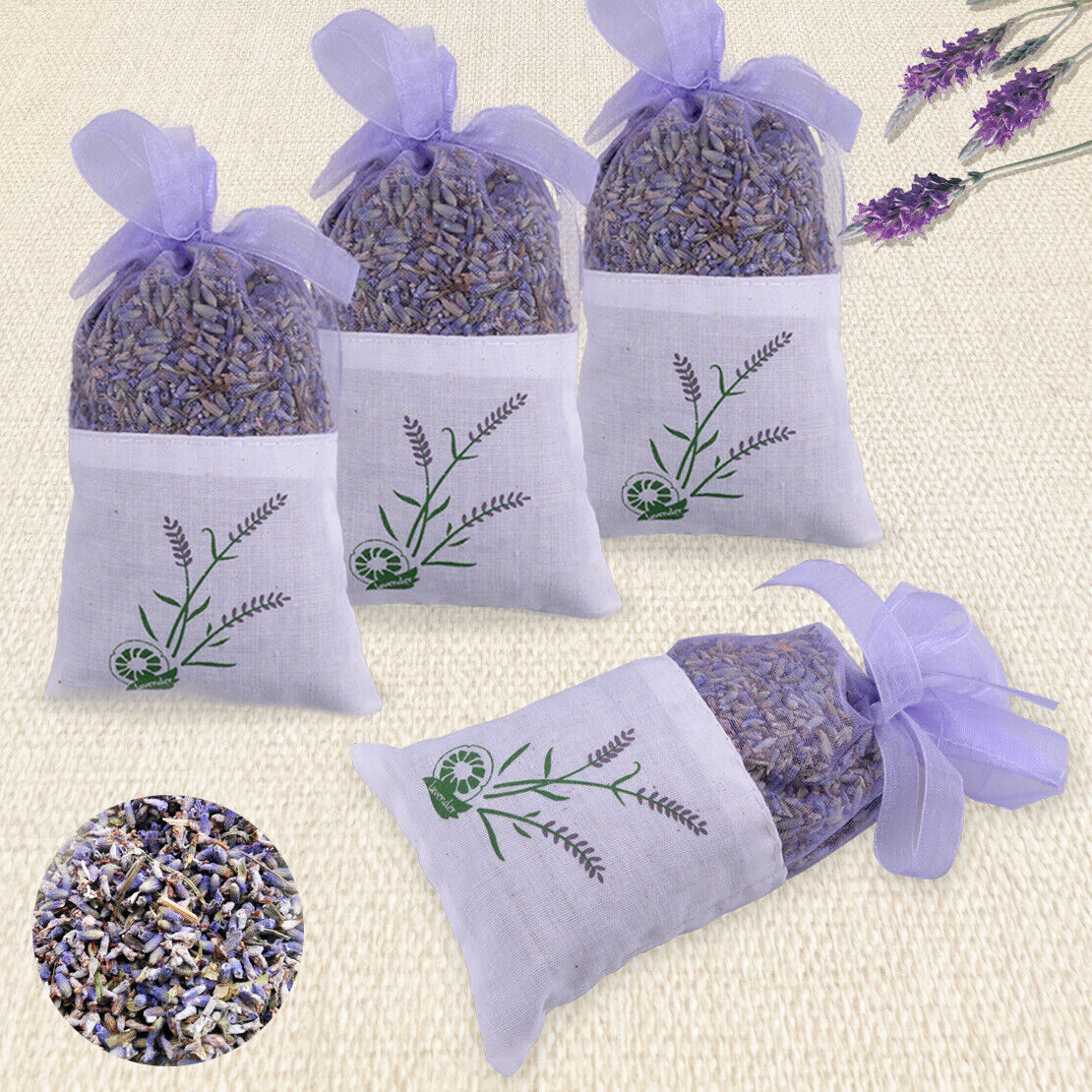 4X Dried Lavender Bags Aromatic Fragrant Favours Calming Sleep Aid Moth Repel Li
