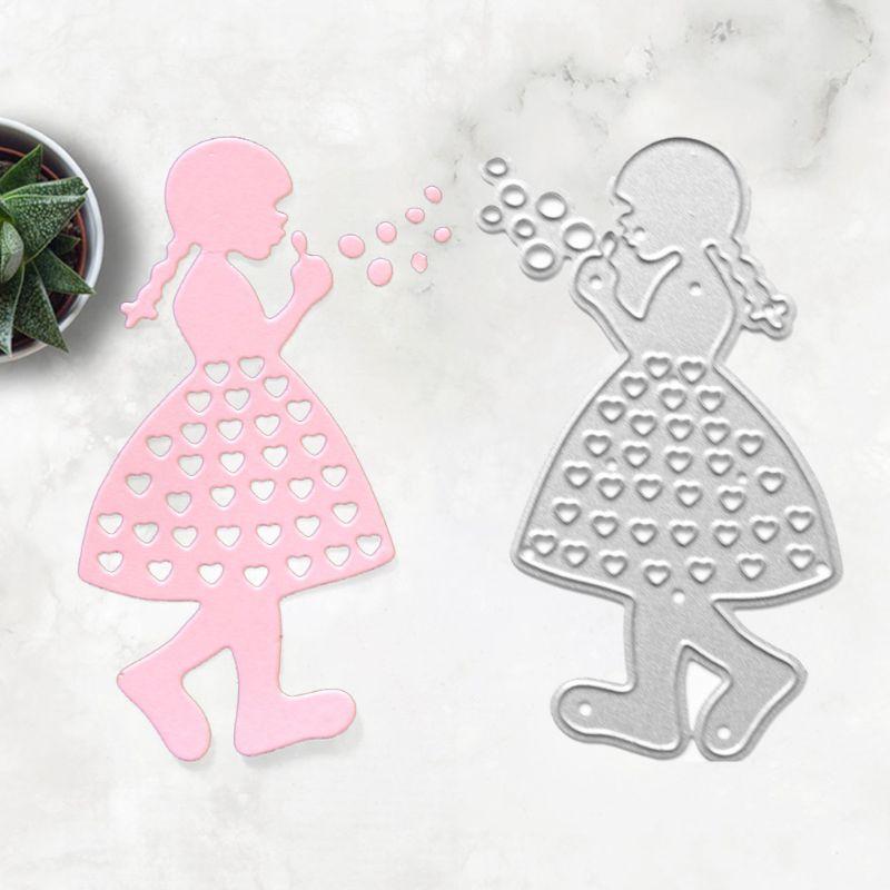 Little Girl Blowing Bubbles DIY Handicrafts Cutting Dies Metal Cutting Stencils
