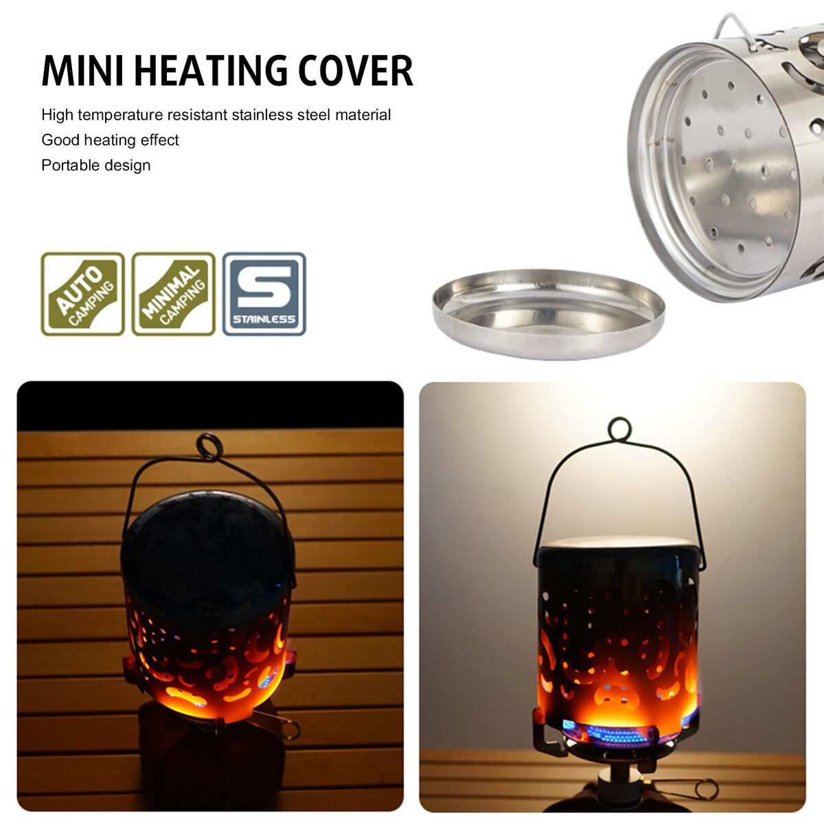 Camping Mini Heater Warming Stove Cover Tent Stainless Steel Heating Cover