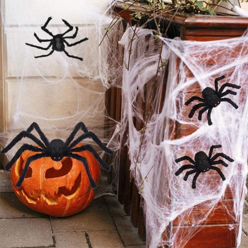 150cm Halloween Hairy Spider Scary Plush Giant Spiders for Haunted House Decor