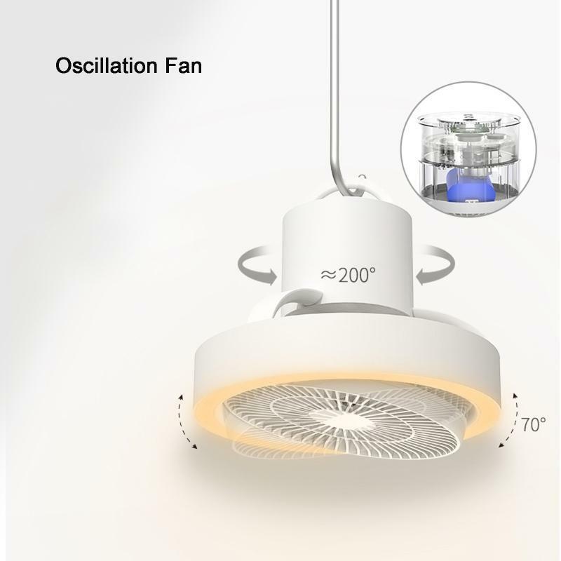 2 in 1 Camping Fan Hanging Oscillating Fan with LED Lamp 4000mAh 7'' Tent Fan