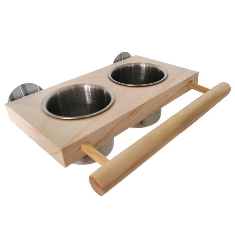 Bird Perch Feeder Detachable Feeding Cups Water Bowl for Lovebirds Cockatoos