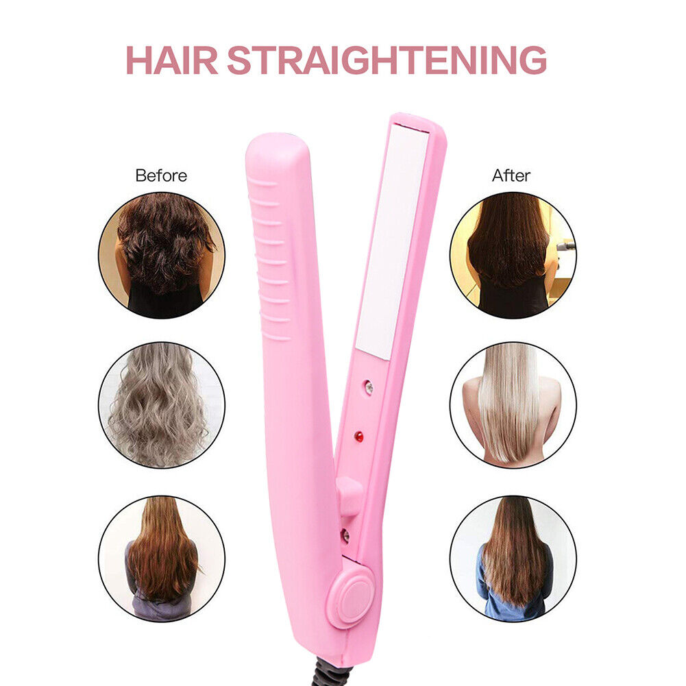 2 in 1 Crimper Mini Hair Straightener Curler Flat Iron Styling Tool (Red)