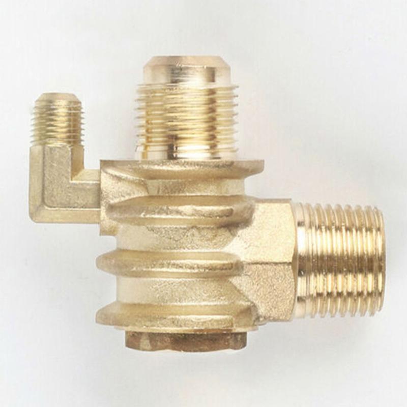 3-Way Air Compressor Check Valve Male Threaded Tube Connector Tool Parts