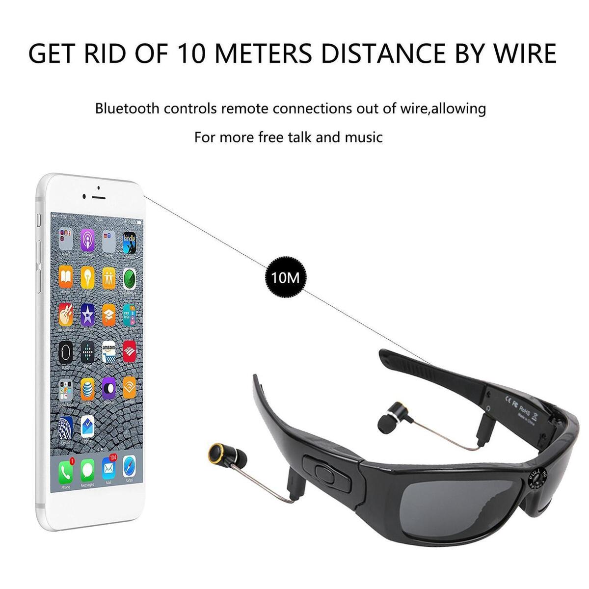 harayaa Wearable  Sunglasses Headphone Camera Wireless Glasses Mini DV