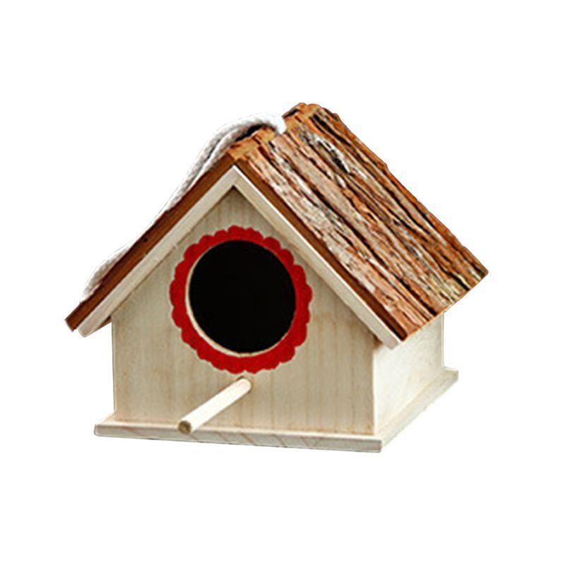 Wooden Bird Cage Houses Nest Natural Outdoors Hanging Garden Decorative