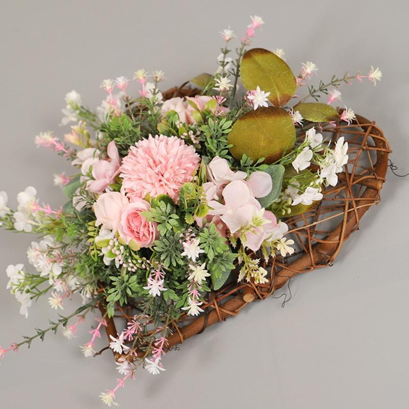 Spring Heart-shape Wreath Vine Flowers Design Indoor Outdoor Summer Decoration