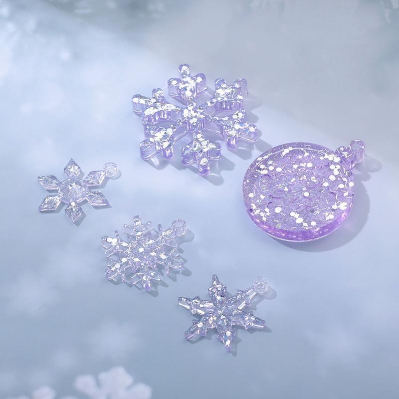 3x DIY Crystal Epoxy Mold Irregular Winter Snowflake Pendant Decor Silicone Mold