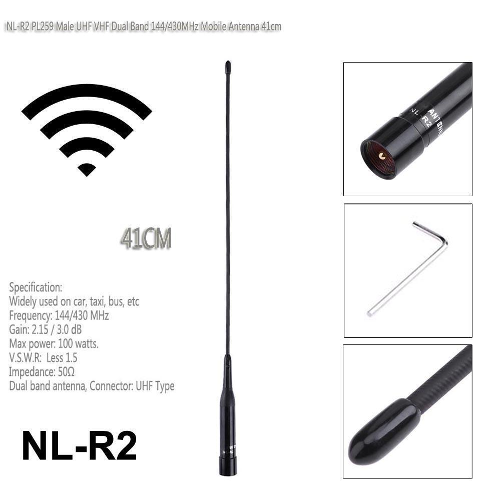 NL-R2 PL259 Male UHF VHF Dual Band 144/430MHz Mobile Antenna 41cm