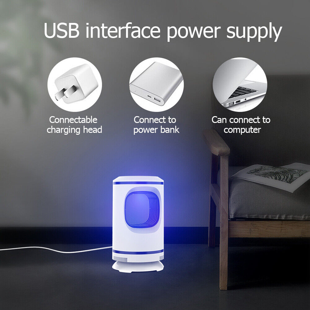 Bedroom Office Electric Fly Bug Insect Trap LED Light Mute Mosquito Killer