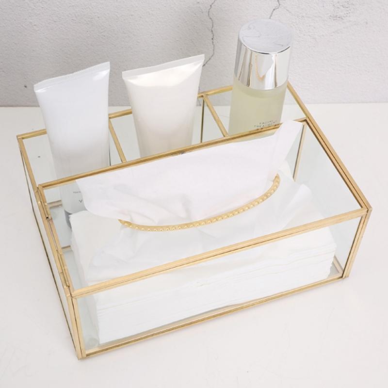 Nordic Glass Napkin Tissue Box Toilet Paper Case Container Makeup Storage Holder
