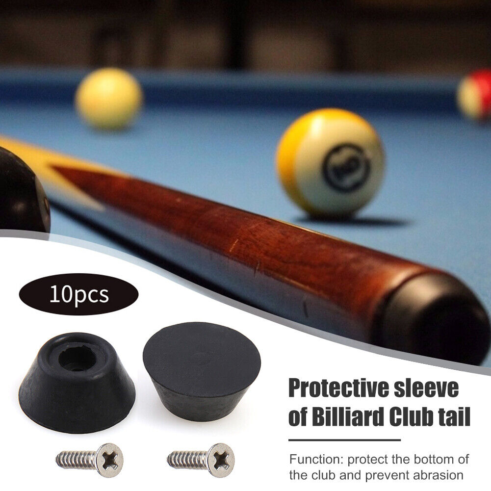 10pcs Rubber Pool Cue Tip Billiard Snooker Bottom Pole Tail Protector Cover