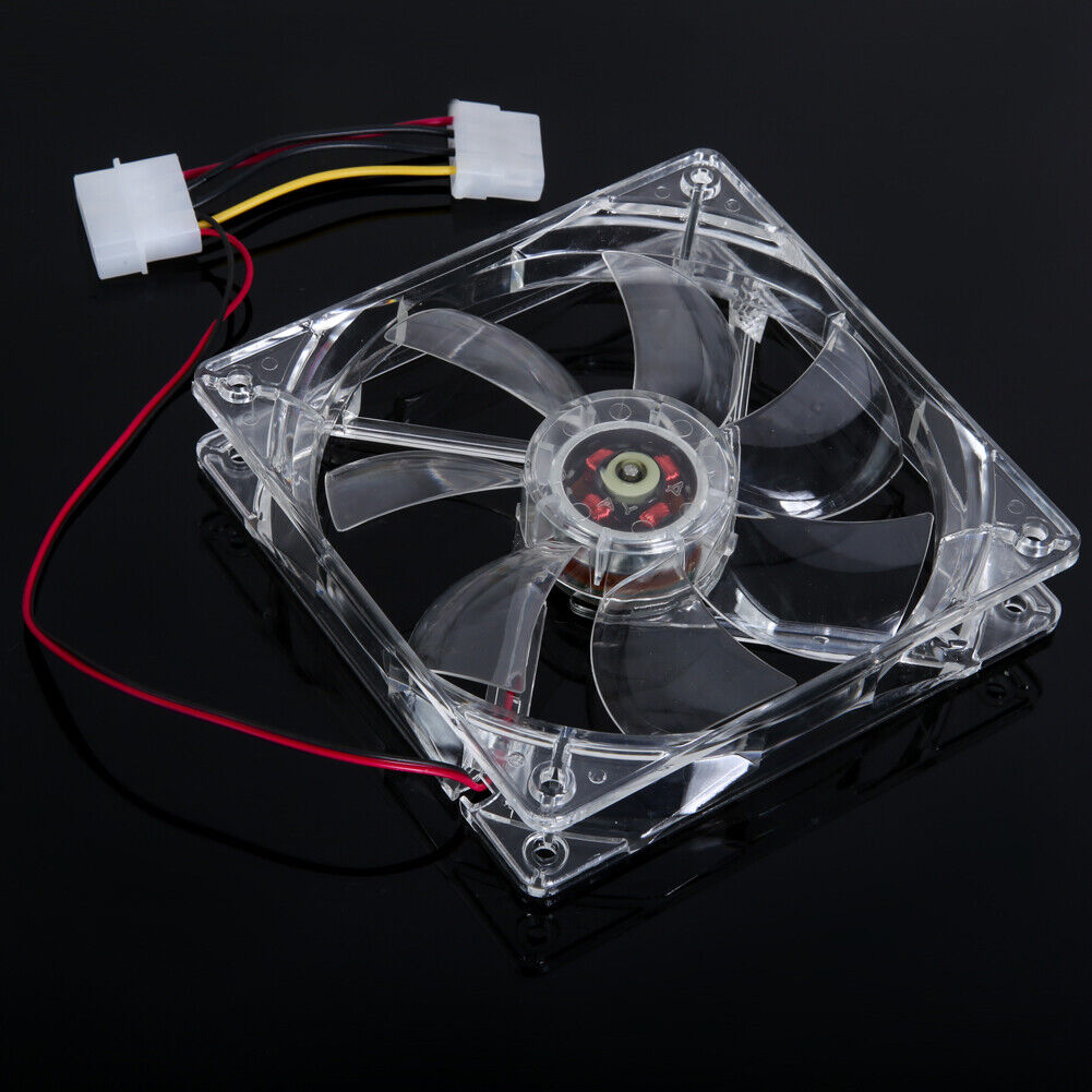LED Light CPU Cooling Fan Computer PC Clear Case Quad 12CM Heatsink Yellow
