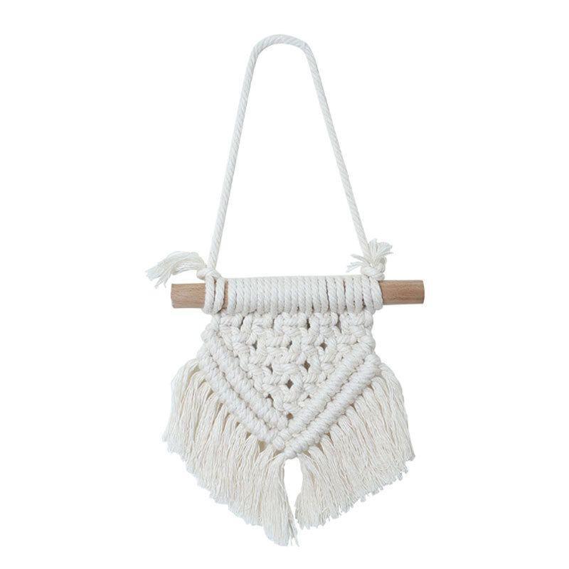 Set of 3  Cute Holiday Ornaments Boho Geometrical Art Woven Car Mirror Charm