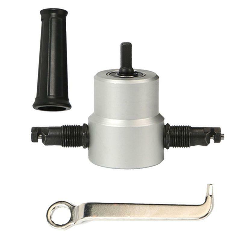 160A Practical Nibble Metal Cutter Double Head Sheet Drill Tool Attachment Open