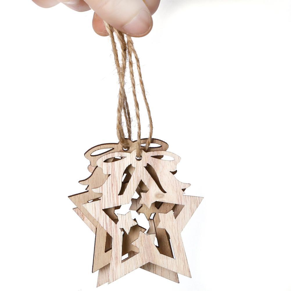3pcs DIY Christmas Wooden Pendants Nordic Style Window Decor (JM01593)