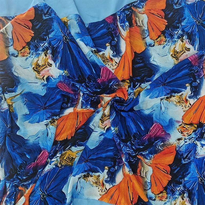 Women Middle East Long Dress 3/4 Sleeve Abstract Floral Beach Cover Up Kaftan