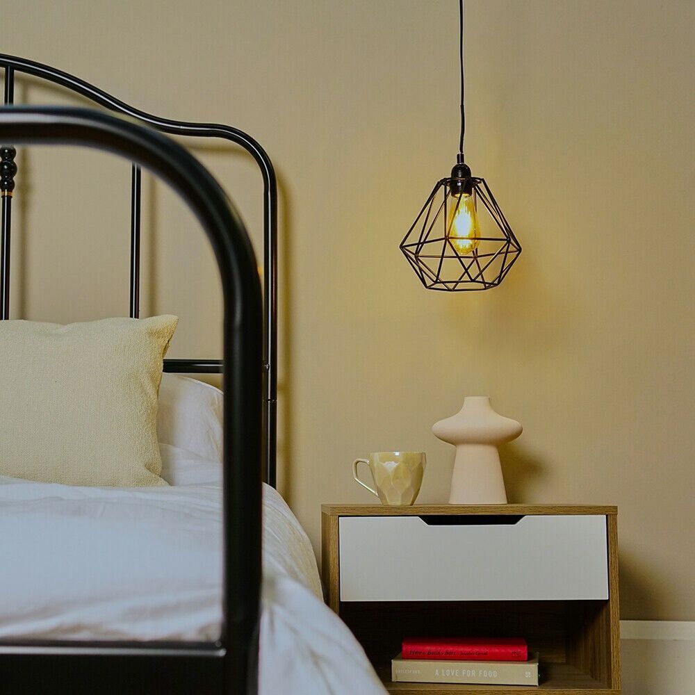 Metal Pendant Lamp Shade Geometric Ceiling Plate Light Holder Hanging Lamp Cage