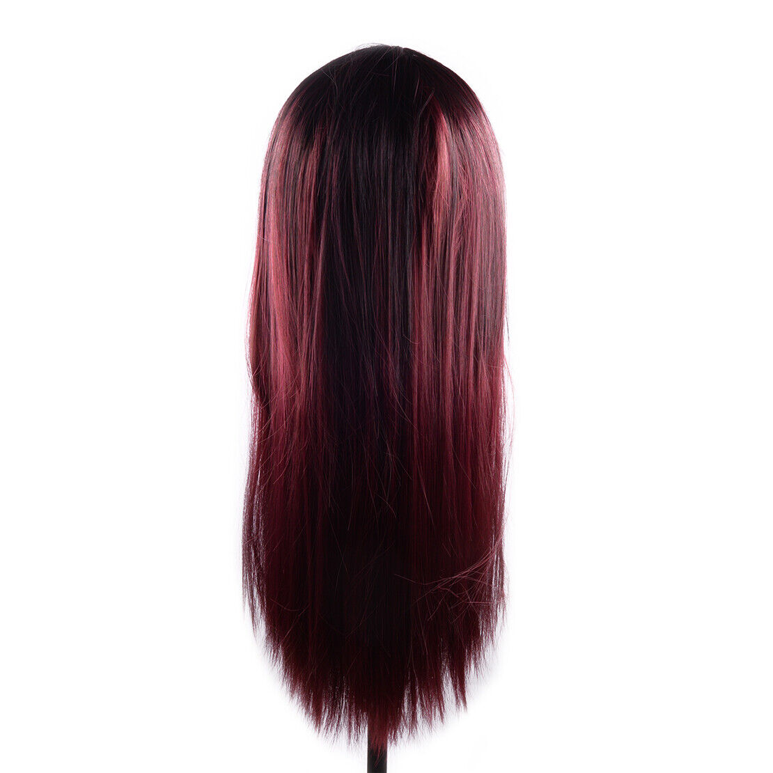 Long Straight Ombre Burgundy Red Women Wig Full Hair Without Bands