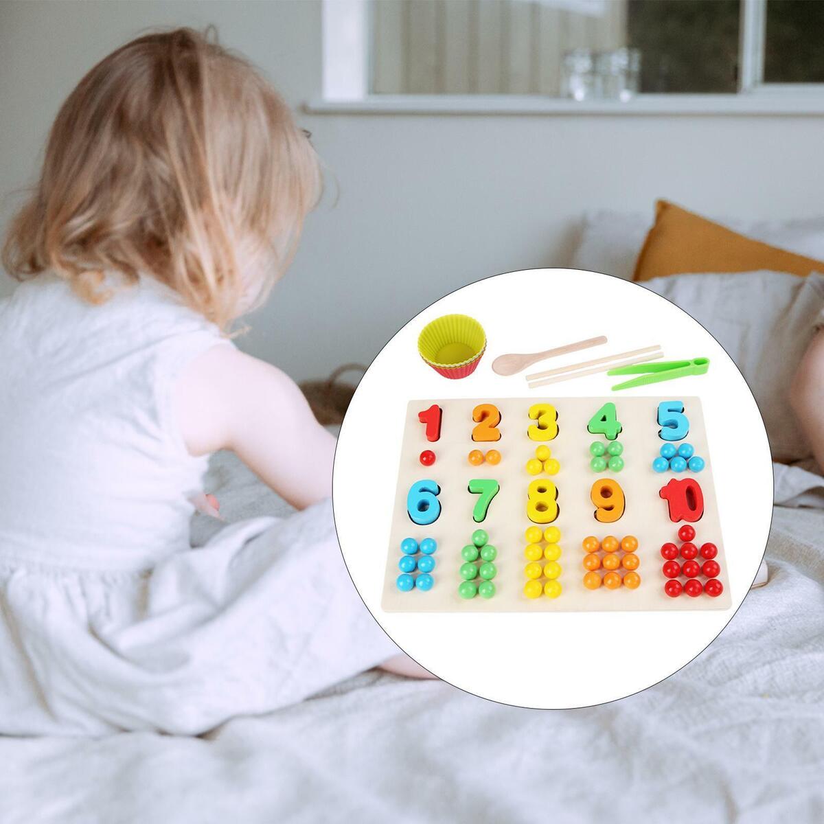 Wooden Board  Game Number Puzzle Educational Classified Training