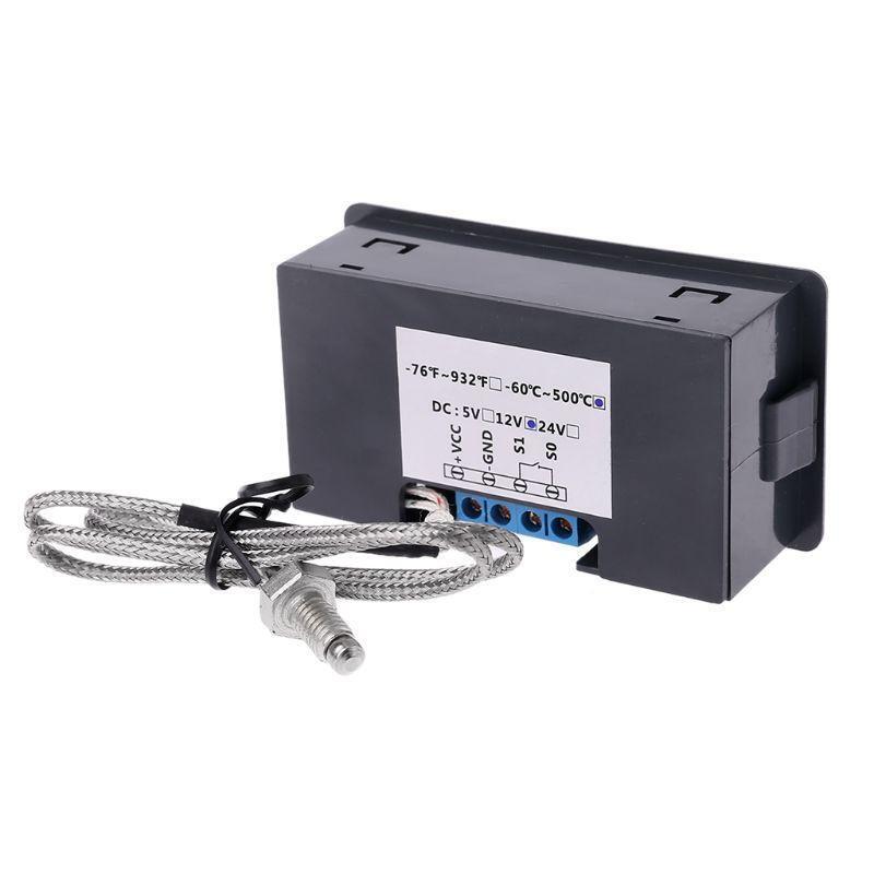 Dual Display Digital Temperature Controller M6 Probe Thermocouple Sensor Switch