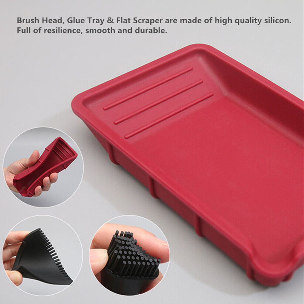 4pcs Woodworking Glue Tool Kit Brush Flat Scraper Glue Tray Wood Gluing Set