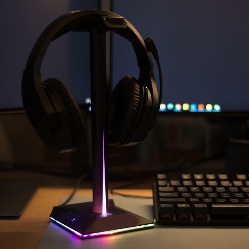 Portable RGB Headphone Stand Headset Holder Suitable for Gamer Desktop Table