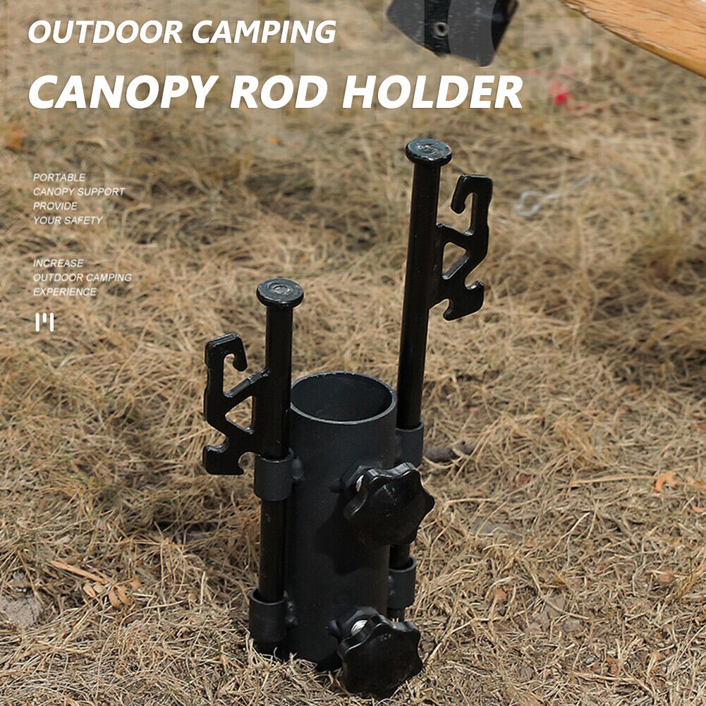 Tent Awning Rod Holder Outdoor Canopy Pole Stand with 2pcs 30cm Nails (B)