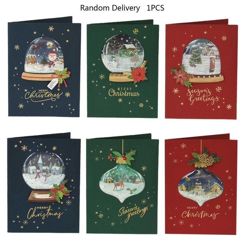 Christmas Greeting Cards Foam Snowflake Advanced Blessing Crad With Envelope