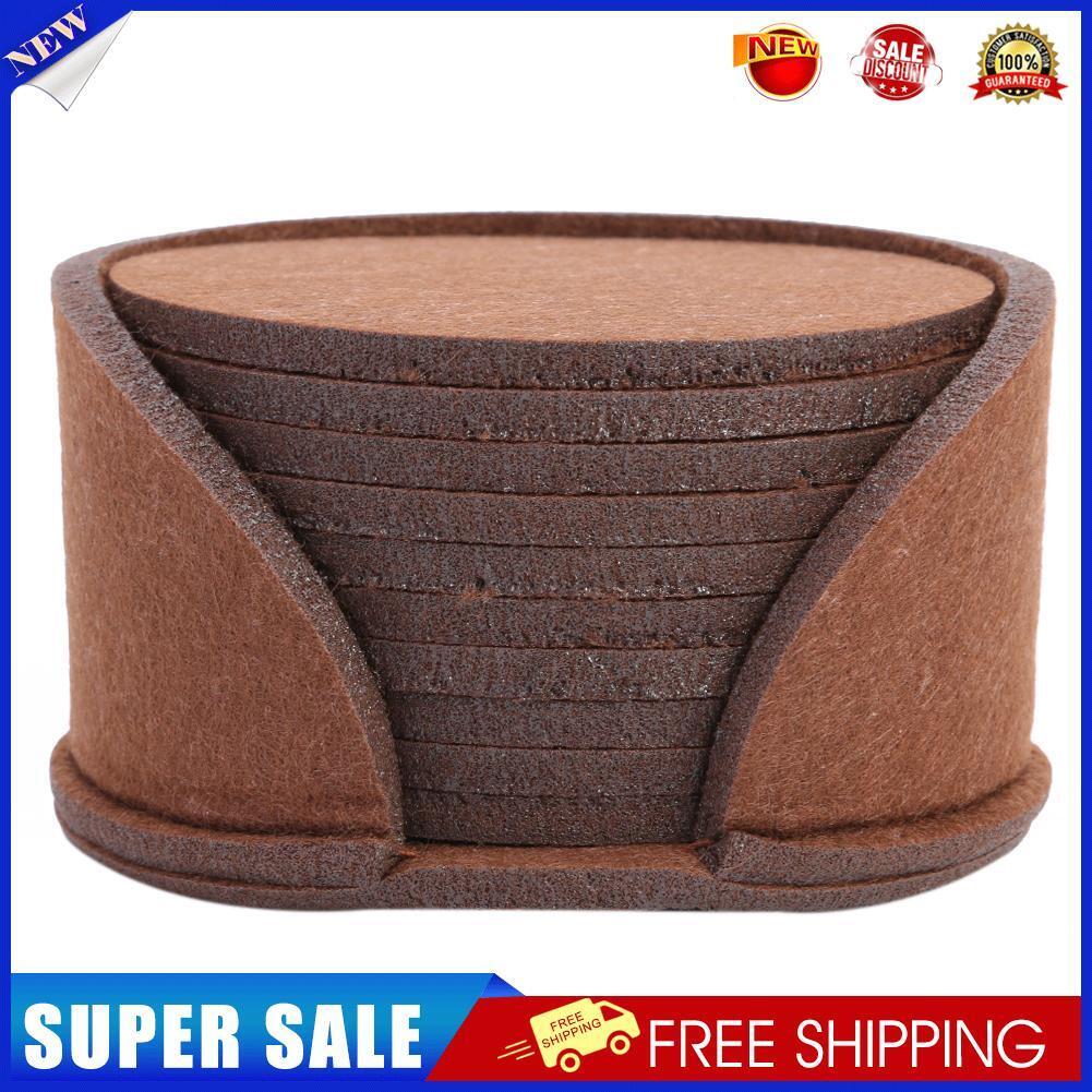 10pcs Round Felt Cup Mats Coasters Heat Resistant Coffee Tea Pad (D Brown)