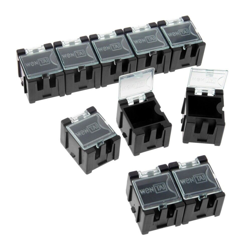 10X Plastic Black Electronic Components SMT SMD Storage Boxes Organizer Case Box