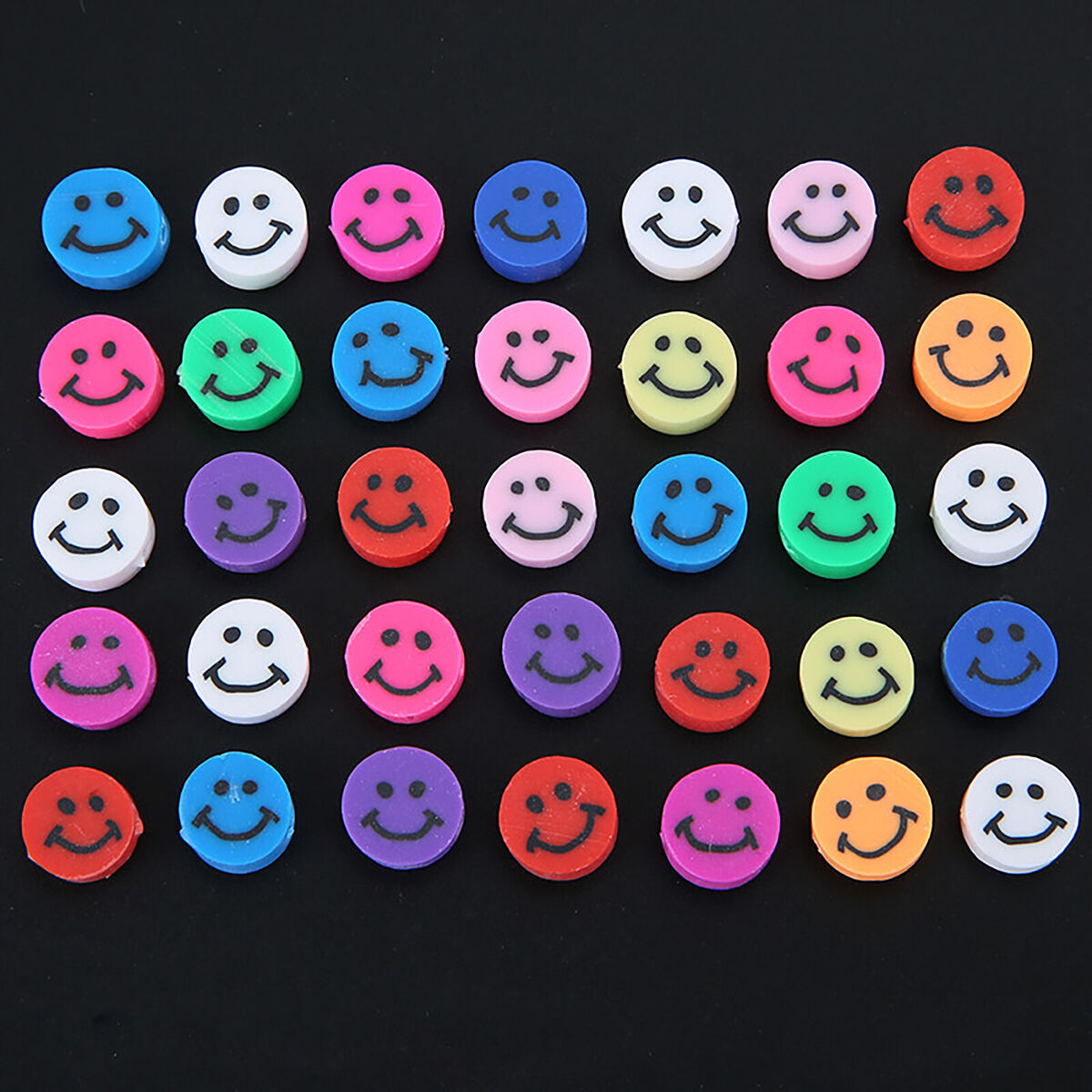 Smile Face Beads-Round Polymer Clay Beads DIY Jewelry Necklace Making Kit