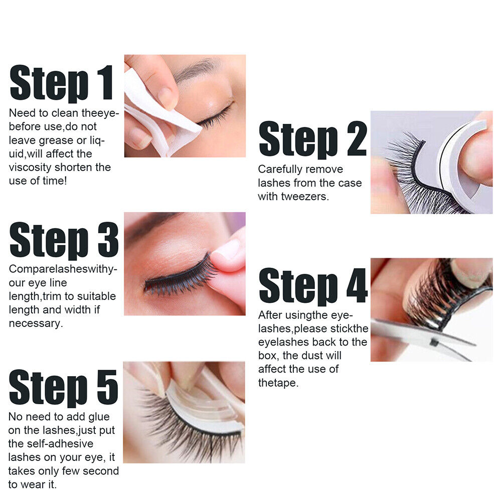Reusable Self-Adhesive Curly Eyelashes Long Thick False Eyelashes (Natural)